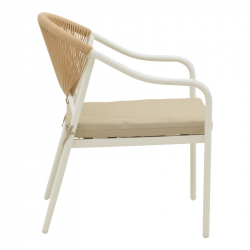 Σαλόνι Bonanza pakoworld σετ 4τμχ rattan μπεζ-αλουμίνιο λευκό (124x64x78εκ)