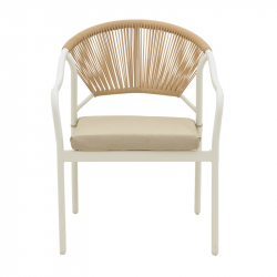 Σαλόνι Bonanza pakoworld σετ 4τμχ rattan μπεζ-αλουμίνιο λευκό (124x64x78εκ)