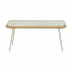 Σαλόνι Bonanza pakoworld σετ 4τμχ rattan μπεζ-αλουμίνιο λευκό (124x64x78εκ)