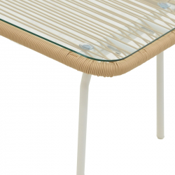 Σαλόνι Bonanza pakoworld σετ 4τμχ rattan μπεζ-αλουμίνιο λευκό (124x64x78εκ)