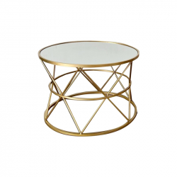 Tραπέζια σαλονιού Pelosif Inart χρυσό σετ 2τεμ μέταλλο (80x80x48εκ)