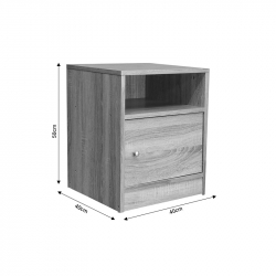 Κομοδίνο Foly pakoworld με ένα ντουλάπι sonoma 40x40x50εκ