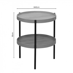 Βοηθητικό τραπέζι Portogie pakoworld mdf φυσικό-μέταλλο μαύρο Φ40x50εκ