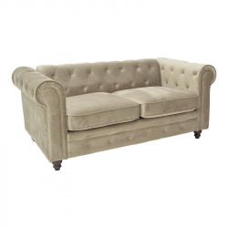Kαναπές διθέσιος Incredible pakoworld τύπου Chesterfield βελούδο μπεζ 160x84x67εκ
