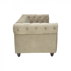 Kαναπές διθέσιος Incredible pakoworld τύπου Chesterfield βελούδο μπεζ 160x84x67εκ