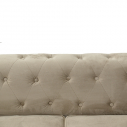 Kαναπές διθέσιος Incredible pakoworld τύπου Chesterfield βελούδο μπεζ 160x84x67εκ