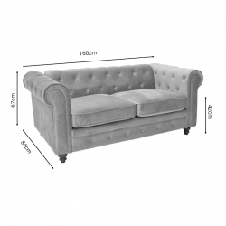 Kαναπές διθέσιος Incredible pakoworld τύπου Chesterfield βελούδο μπεζ 160x84x67εκ