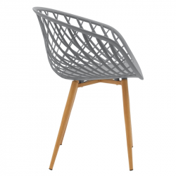 Πολυθρόνα Ezra pakoworld γκρι pp-πόδι φυσικό μέταλλο 62x42x82εκ