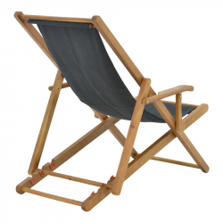 Σεζλόνγκ Xurian pakoworld ξύλο ακακίας φυσικό-πανί pvc μαύρο (67x108x104εκ)