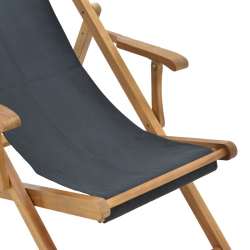 Σεζλόνγκ Xurian pakoworld ξύλο ακακίας φυσικό-πανί pvc μαύρο (67x108x104εκ)