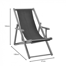 Σεζλόνγκ Xurian pakoworld ξύλο ακακίας φυσικό-πανί pvc μαύρο (67x108x104εκ)