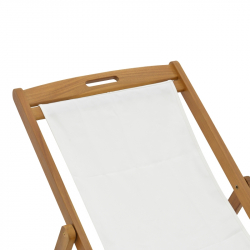 Σεζλόνγκ Franclow pakoworld ξύλο ακακίας φυσικό-πανί pvc λευκό (66x108x105εκ)