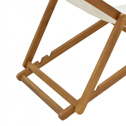 Σεζλόνγκ Franclow pakoworld ξύλο ακακίας φυσικό-πανί pvc λευκό (66x108x105εκ)