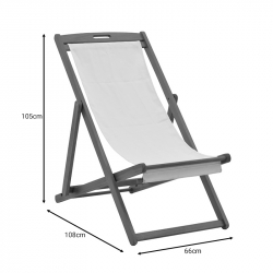 Σεζλόνγκ Franclow pakoworld ξύλο ακακίας φυσικό-πανί pvc λευκό (66x108x105εκ)