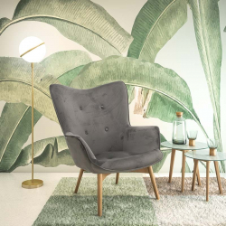 Πολυθρόνα Kido pakoworld βελούδο χρώμα ασημί-γκρι (72x75x99εκ)