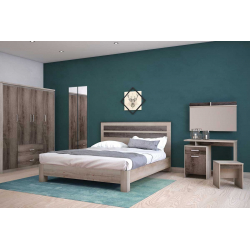 Τουαλέτα κρεβατοκάμαρας OLYMPUS pakoworld με καθρέπτη και σκαμπό χρώμα castillo-toro (90,5x39,5x75εκ)