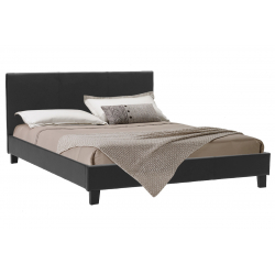 Κρεβάτι Nevil pakoworld διπλό 150x200 PU χρώμα μαύρο ματ (156x212x87εκ)