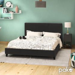 Κρεβάτι Nevil pakoworld διπλό 150x200 PU χρώμα μαύρο ματ (156x212x87εκ)