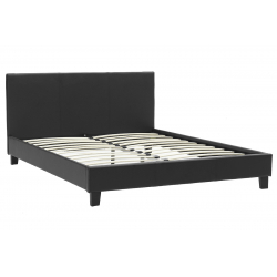 Κρεβάτι Nevil pakoworld διπλό 150x200 PU χρώμα μαύρο ματ (156x212x87εκ)