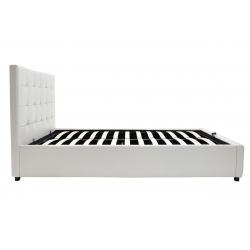 Κρεβάτι Roi pakoworld διπλό 160x200 PU λευκό ματ + αποθηκευτικό χώρο (172x218x109εκ)