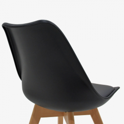 Καρέκλα Gaston pakoworld PP-PU μαύρο-φυσικό πόδι 47,5x57x80,5εκ