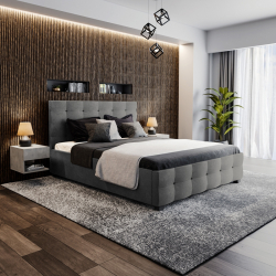 Κρεβάτι Roi pakoworld διπλό 160x200 ύφασμα ανθρακί + αποθηκευτικό χώρο (172x218x109εκ)