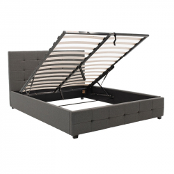 Κρεβάτι Roi pakoworld διπλό 160x200 ύφασμα ανθρακί + αποθηκευτικό χώρο (172x218x109εκ)
