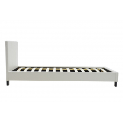 Κρεβάτι Nevil pakoworld μονό 100x200 PU χρώμα λευκό ματ (106x212x87εκ)