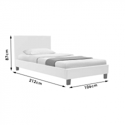 Κρεβάτι Nevil pakoworld μονό 100x200 PU χρώμα λευκό ματ (106x212x87εκ)