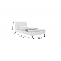 Κρεβάτι Nevil pakoworld μονό 100x200 PU χρώμα λευκό ματ (106x212x87εκ)