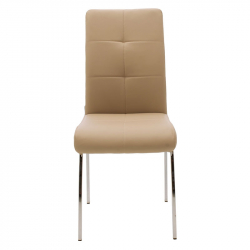 Καρέκλα Ariadne pakoworld PU μόκα-πόδι χρωμίου (43x63x96εκ)