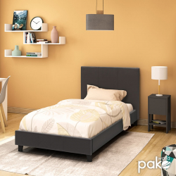 Κρεβάτι Nevil pakoworld μονό 100x200 PU σκούρο καφέ ματ (106x212x87εκ)