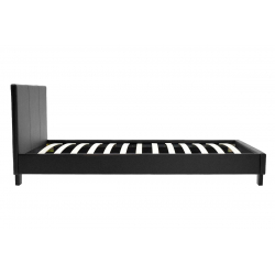 Κρεβάτι Nevil pakoworld μονό 100x200 PU χρώμα μαύρο ματ (106x212x87εκ)