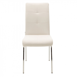 Καρέκλα Ariadne pakoworld PU λευκό-πόδι χρωμίου (43x63x96εκ)