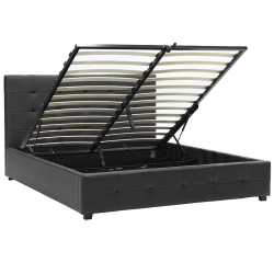 Κρεβάτι Roi pakoworld διπλό 160x200 PU μαύρο ματ + αποθηκευτικό χώρο (172x218x109εκ)