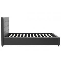 Κρεβάτι Roi pakoworld διπλό 160x200 PU μαύρο ματ + αποθηκευτικό χώρο (172x218x109εκ)
