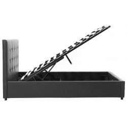 Κρεβάτι Roi pakoworld διπλό 160x200 PU μαύρο ματ + αποθηκευτικό χώρο (172x218x109εκ)