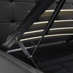 Κρεβάτι Roi pakoworld διπλό 160x200 PU μαύρο ματ + αποθηκευτικό χώρο (172x218x109εκ)