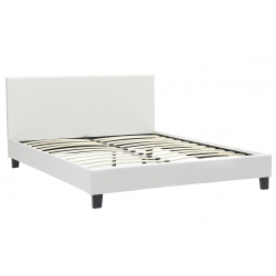 Κρεβάτι Nevil pakoworld διπλό 150x200 PU χρώμα λευκό ματ (156x212x87εκ)