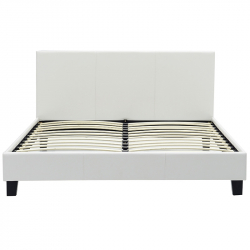 Κρεβάτι Nevil pakoworld διπλό 150x200 PU χρώμα λευκό ματ (156x212x87εκ)