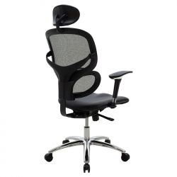 Καρέκλα γραφείου διευθυντή Freedom pakoworld Premium Quality μαύρο pu-mesh (65x66x122εκ)