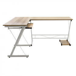 Γραφείο γωνιακό αναστρέψιμο Levi pakoworld-MDF χρώμα oak-λευκό 158x120x73εκ