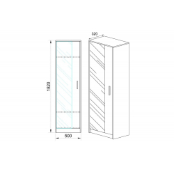Ντουλάπα ρούχων Astra pakoworld μονόφυλη χρώμα sonoma-λευκό 50x32x182εκ