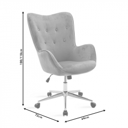 Καρέκλα γραφείου διευθυντή Kido pakoworld με βελούδο γκρι (64x72x100εκ)