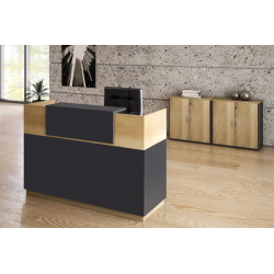 Γραφείο reception Lotus pakoworld σε χρώμα φυσικό - ανθρακί 180x70x110εκ