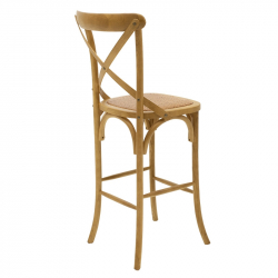 Σκαμπό μπαρ Reid pakoworld ξύλο sonoma-έδρα καφέ rattan (45x52x116εκ)