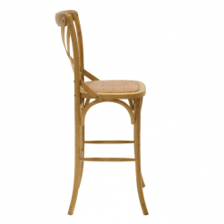 Σκαμπό μπαρ Reid pakoworld ξύλο sonoma-έδρα καφέ rattan (45x52x116εκ)
