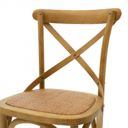 Σκαμπό μπαρ Reid pakoworld ξύλο sonoma-έδρα καφέ rattan (45x52x116εκ)