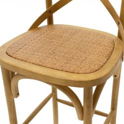 Σκαμπό μπαρ Reid pakoworld ξύλο sonoma-έδρα καφέ rattan (45x52x116εκ)