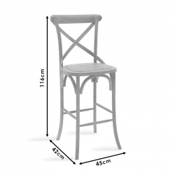 Σκαμπό μπαρ Reid pakoworld ξύλο sonoma-έδρα καφέ rattan (45x52x116εκ)